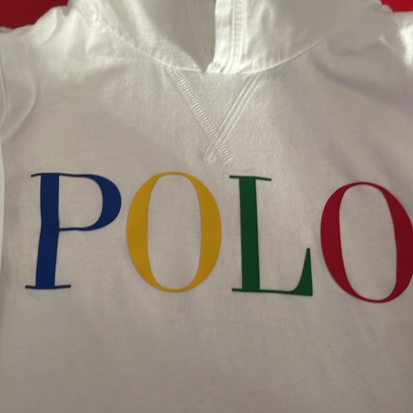 Excellent condition boys polo Ralph Lauren hooded white logo shirt - Picture 4 of 5